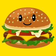 ハンバーガーの白黒イラスト