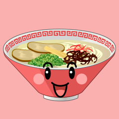 ラーメンの白黒イラスト