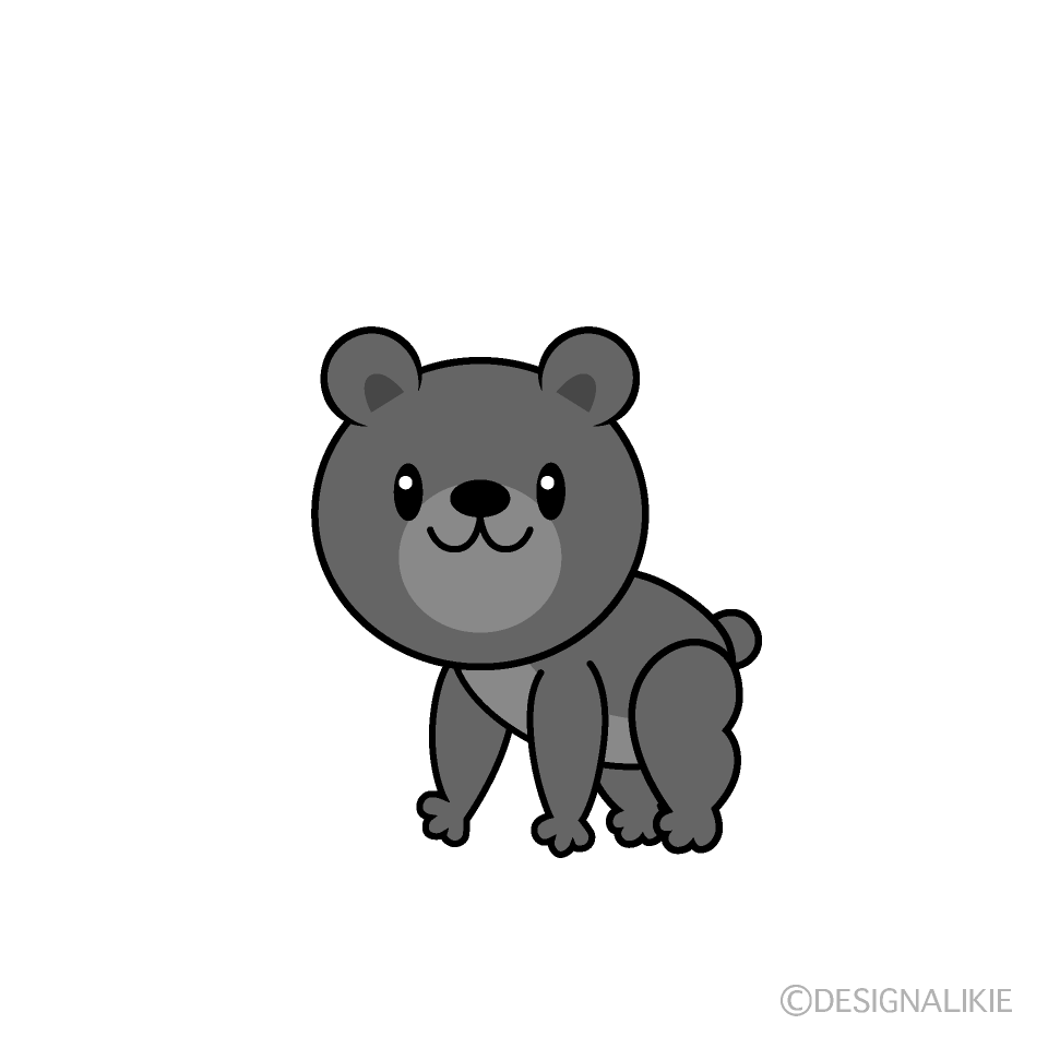 かわいいクマ白黒イラスト