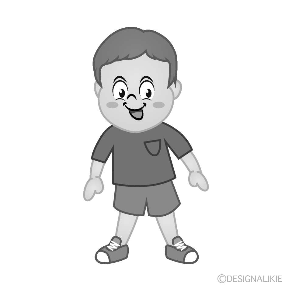 かわいい男の子白黒イラスト