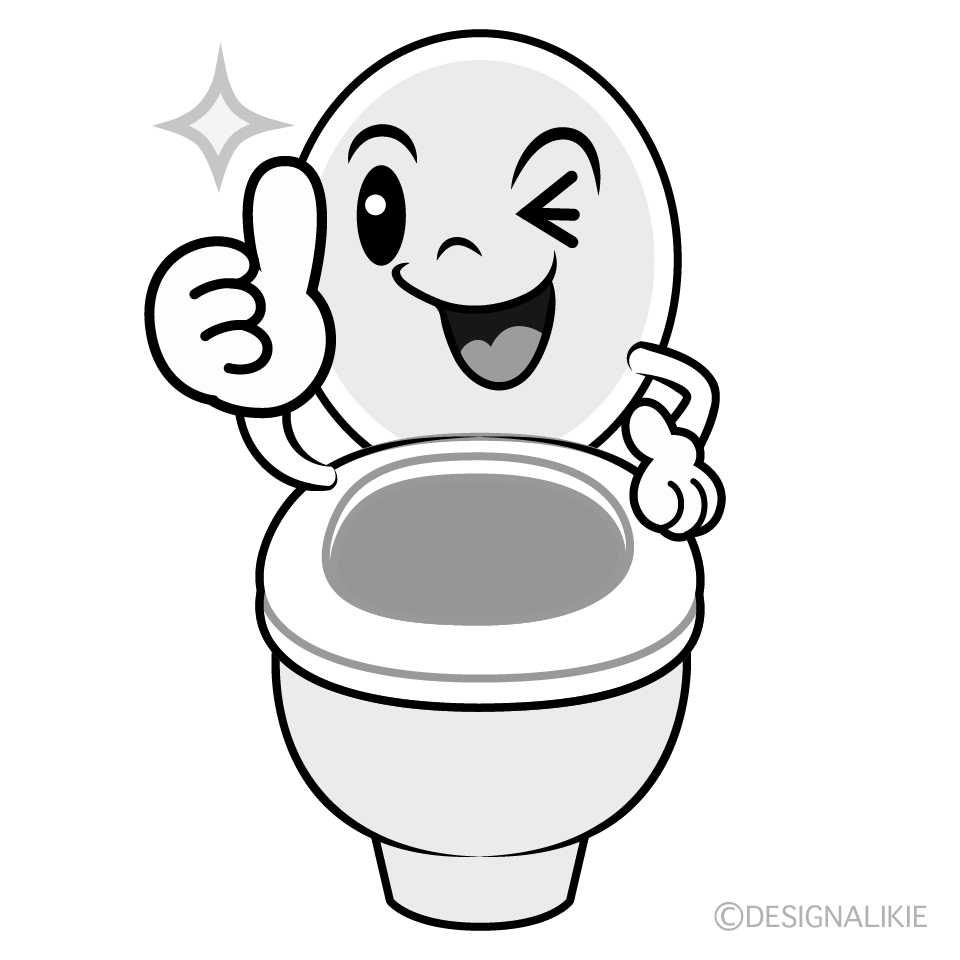 かわいいいいね！のトイレ白黒イラスト