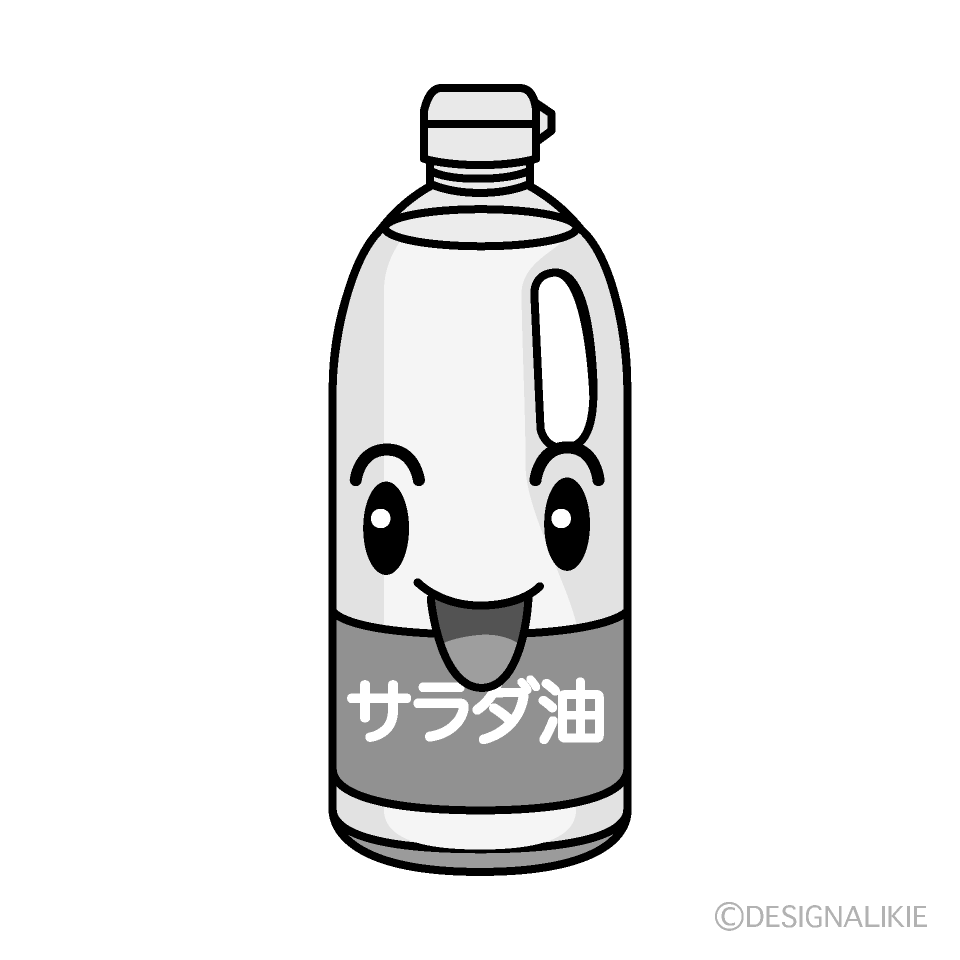 かわいい笑顔の油白黒イラスト