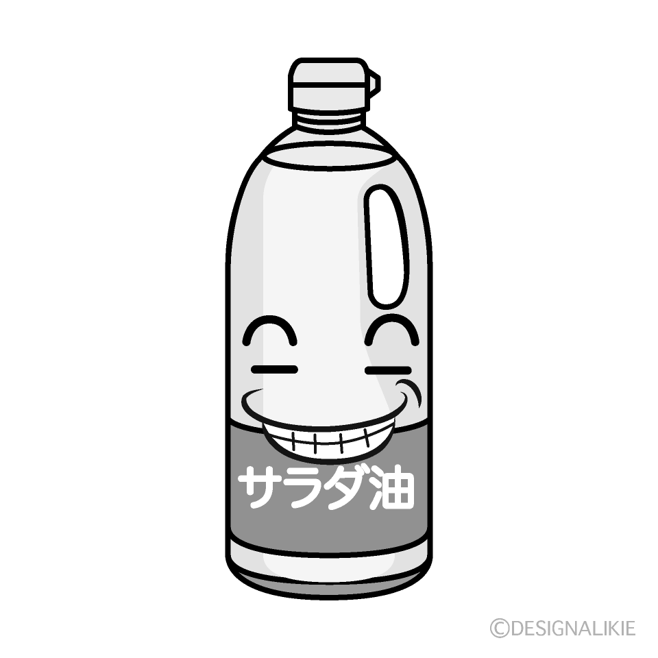 かわいいニヤリとする油白黒イラスト