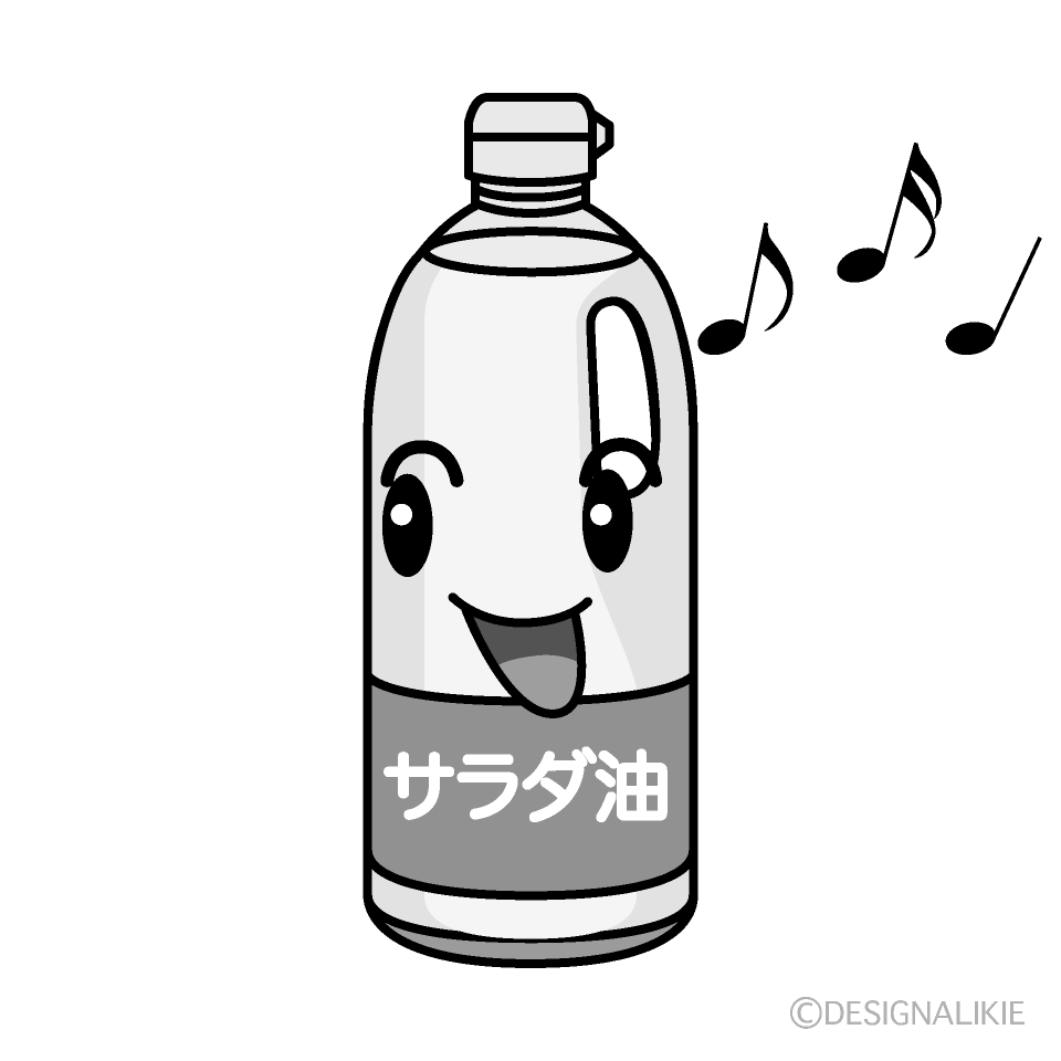 かわいい歌う油白黒イラスト