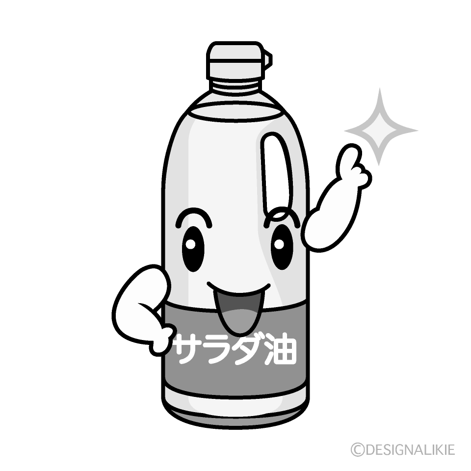 かわいい指差しする油白黒イラスト