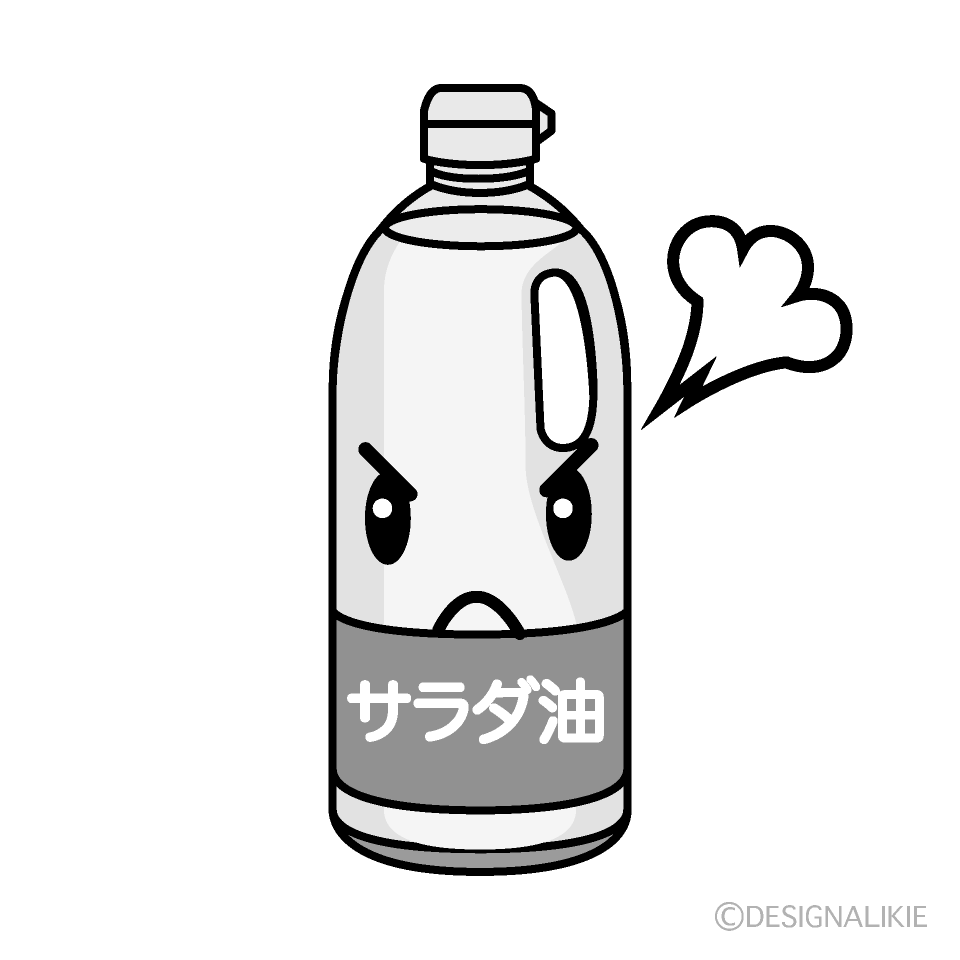 かわいい怒る油白黒イラスト