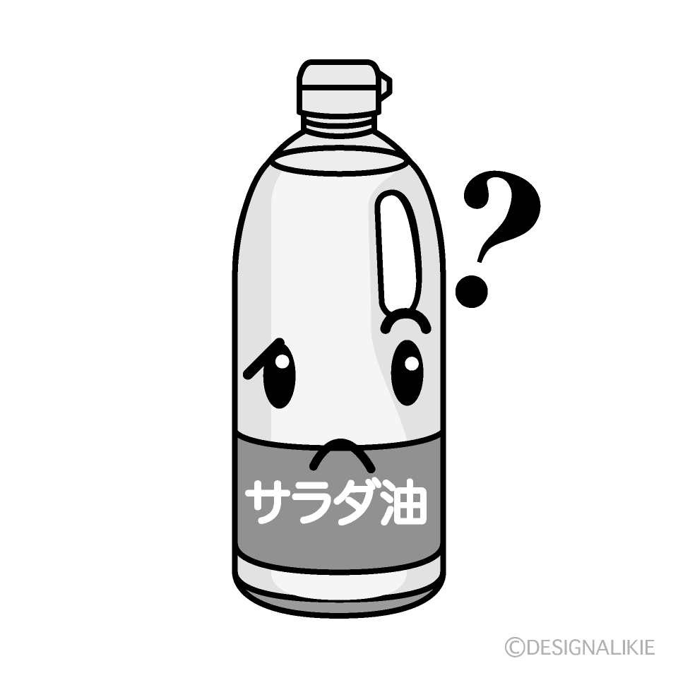 かわいい考える油白黒イラスト