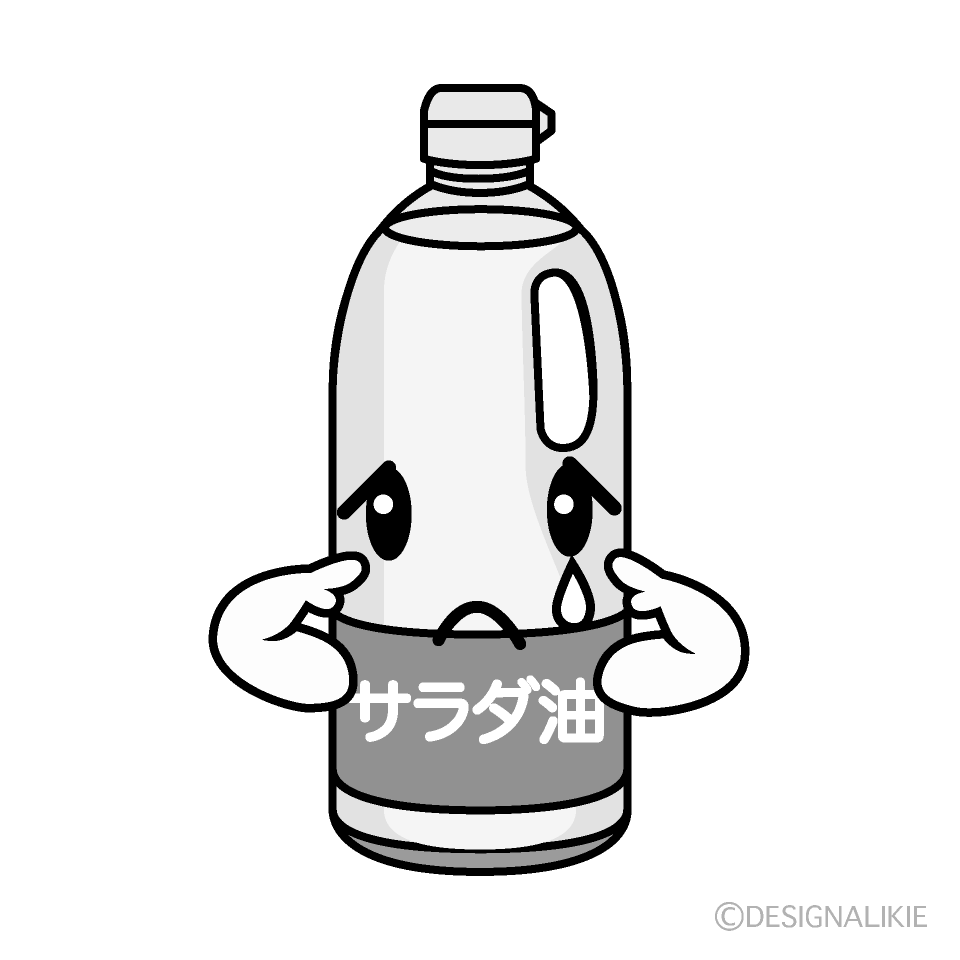 かわいい悲しい油白黒イラスト