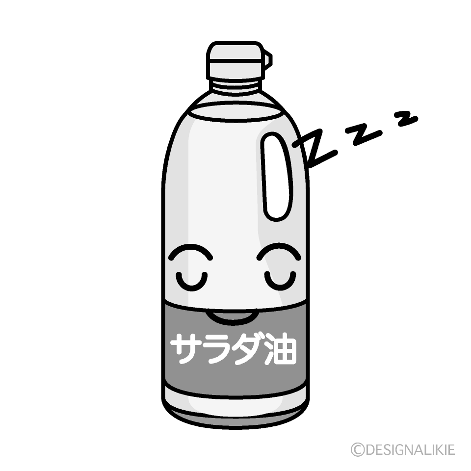 かわいい寝る油白黒イラスト