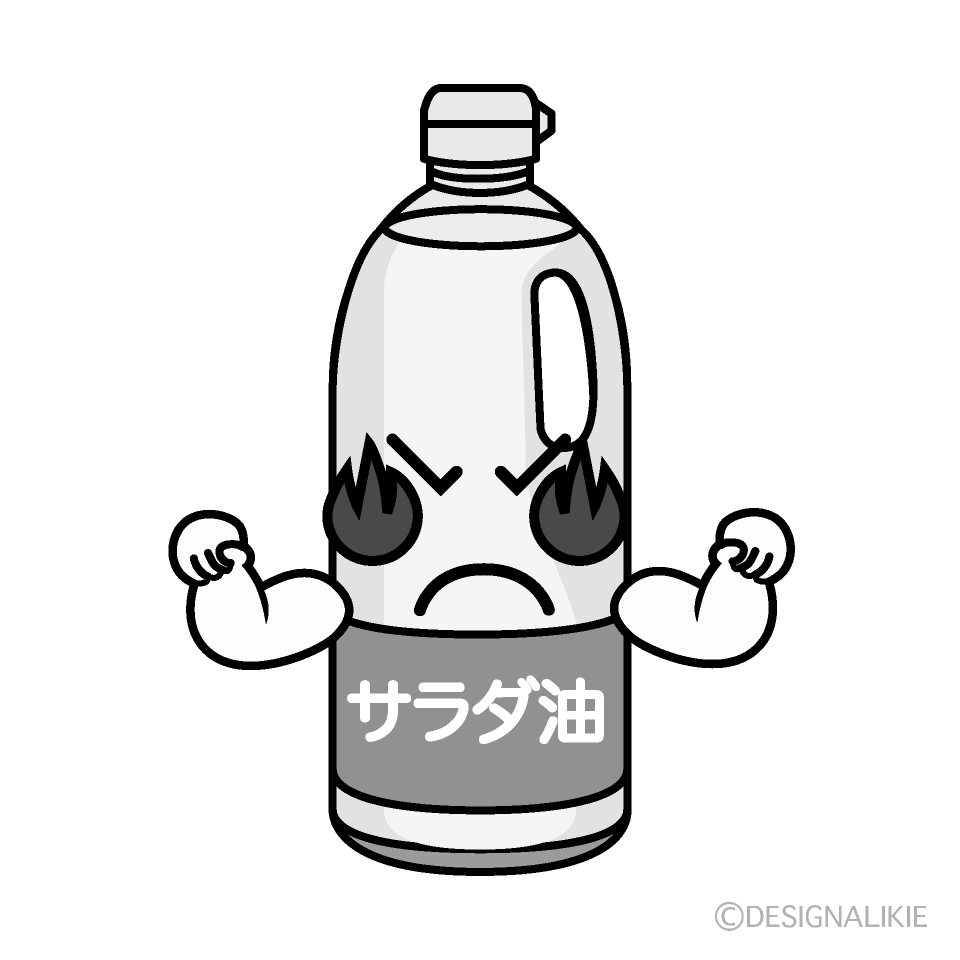 かわいい燃える油白黒イラスト