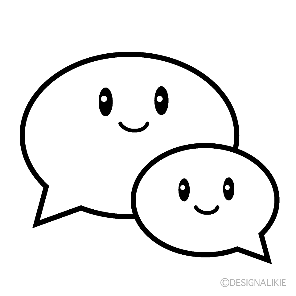 かわいい会話白黒イラスト