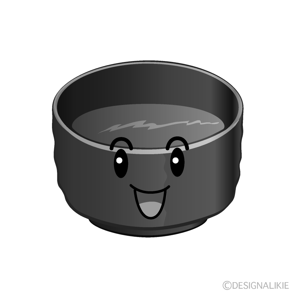 かわいい笑顔の抹茶白黒イラスト