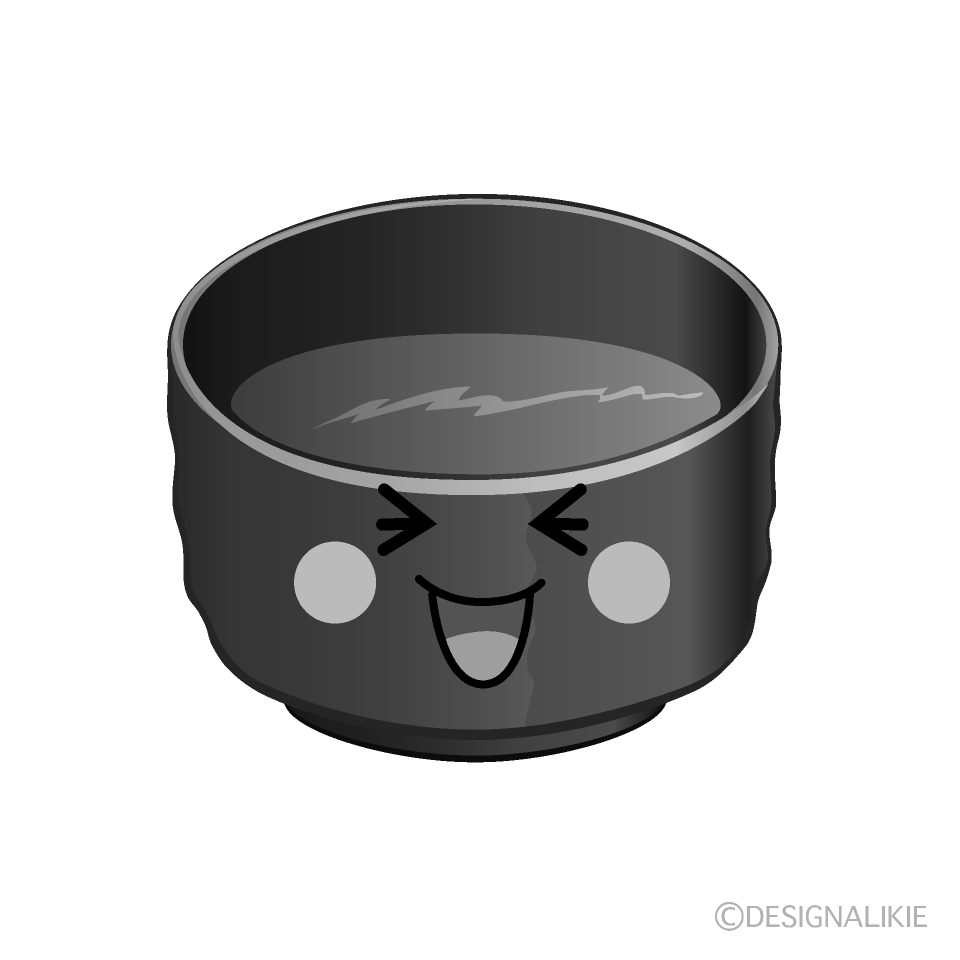 かわいい笑う抹茶白黒イラスト