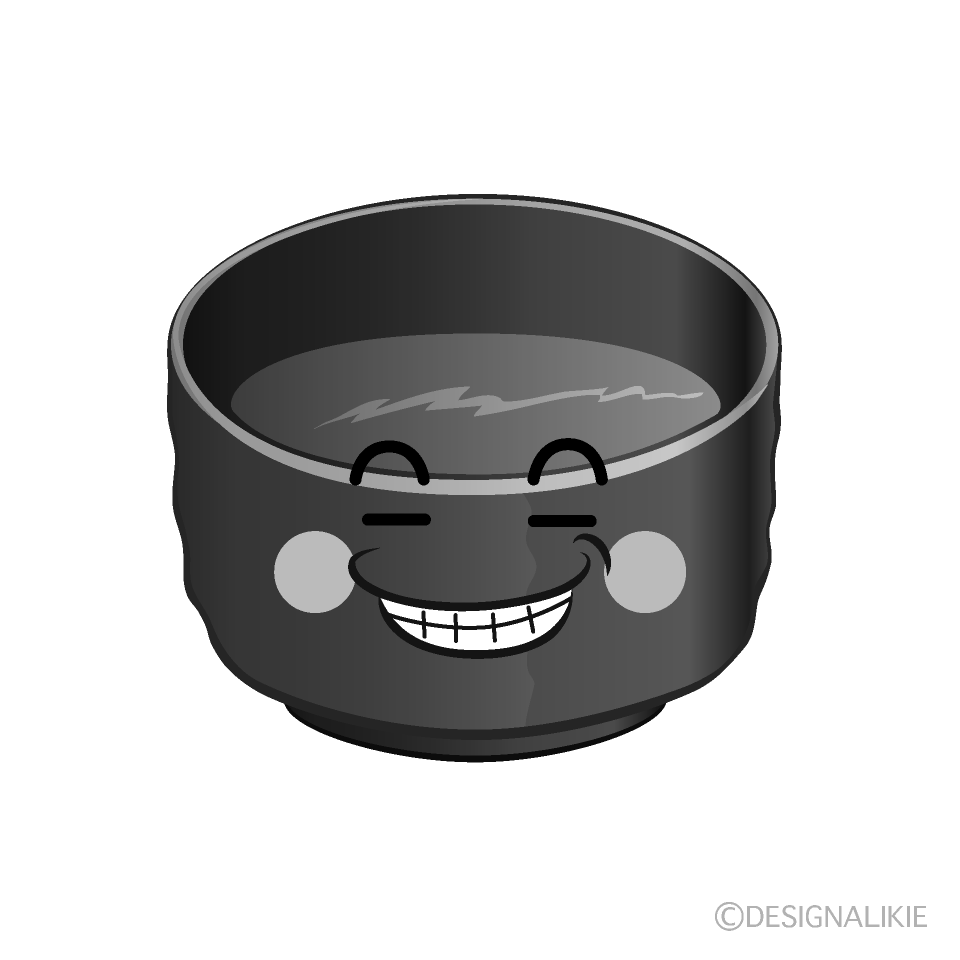 かわいいニヤリとする抹茶白黒イラスト