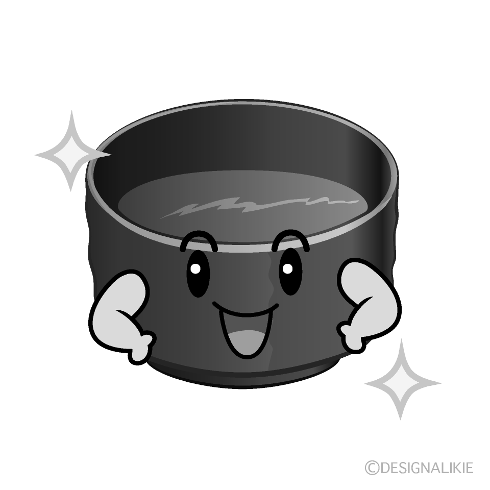 かわいいポーズする抹茶白黒イラスト