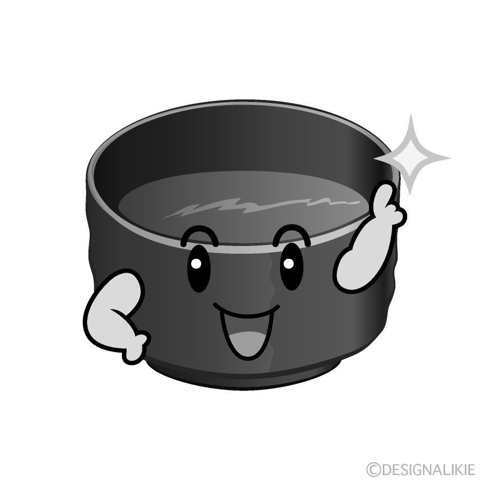 かわいい指差しする抹茶白黒イラスト