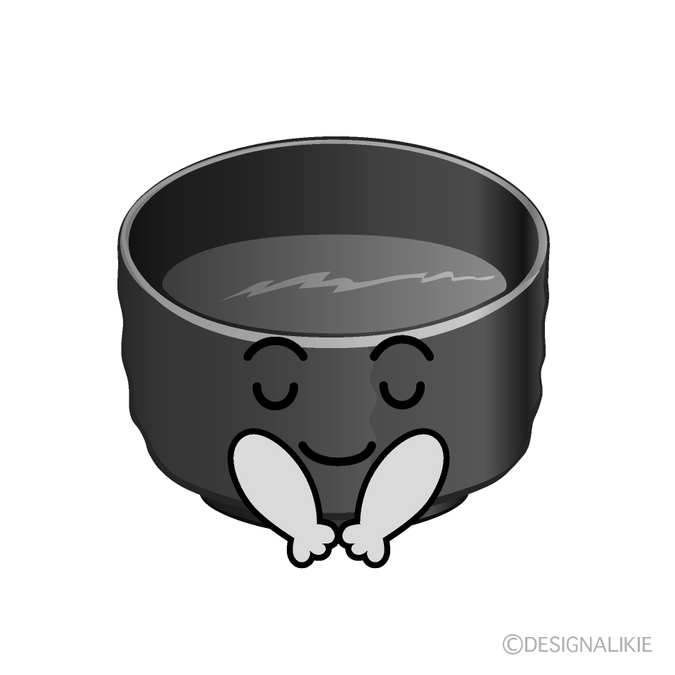 かわいいお辞儀する抹茶白黒イラスト