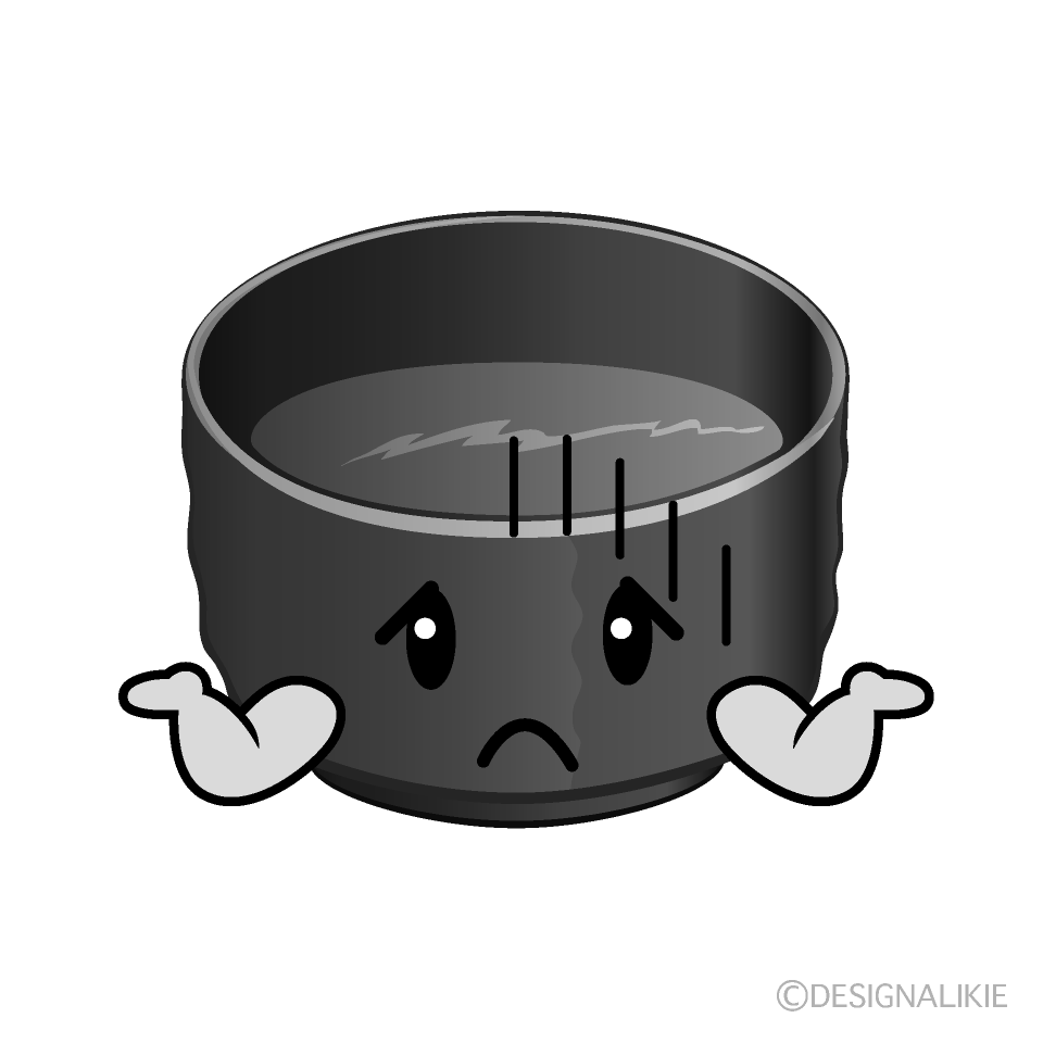 かわいい困る抹茶白黒イラスト