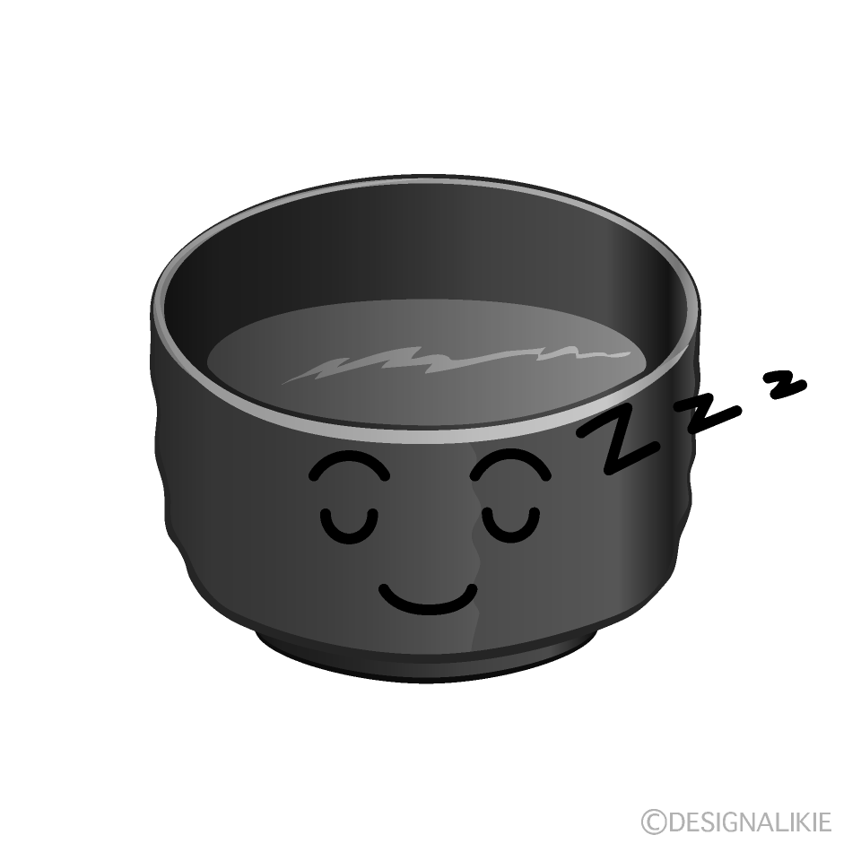 かわいい寝る抹茶白黒イラスト