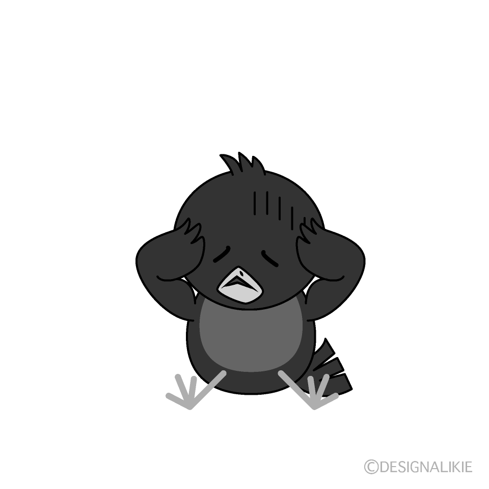 かわいいお辞儀するカラス白黒イラスト