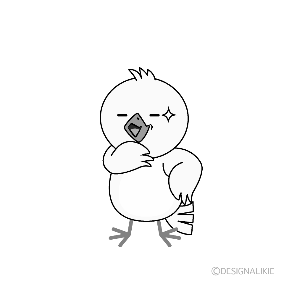 かわいいニヤリとする鳩白黒イラスト