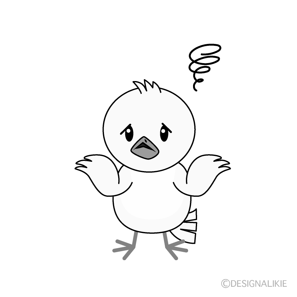 かわいい困る鳩白黒イラスト