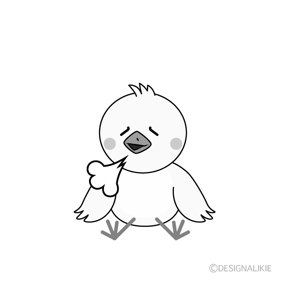 かわいいほっとする鳩白黒イラスト