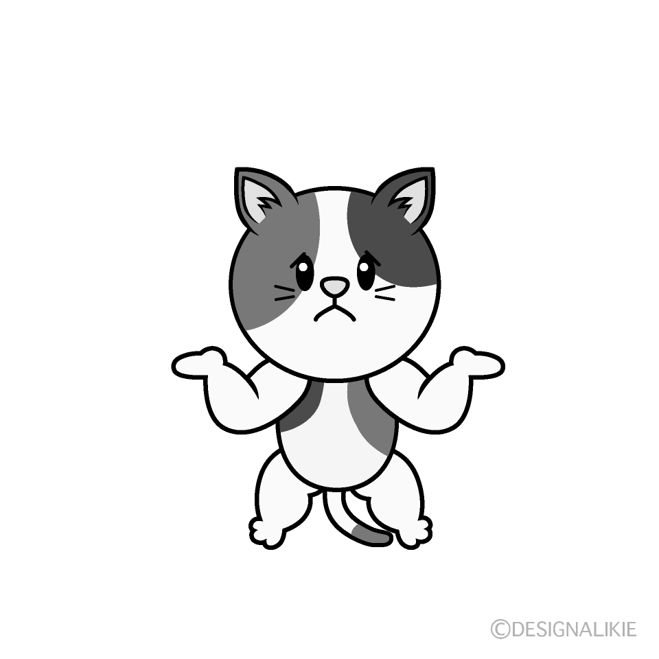 かわいい困る三毛猫白黒イラスト