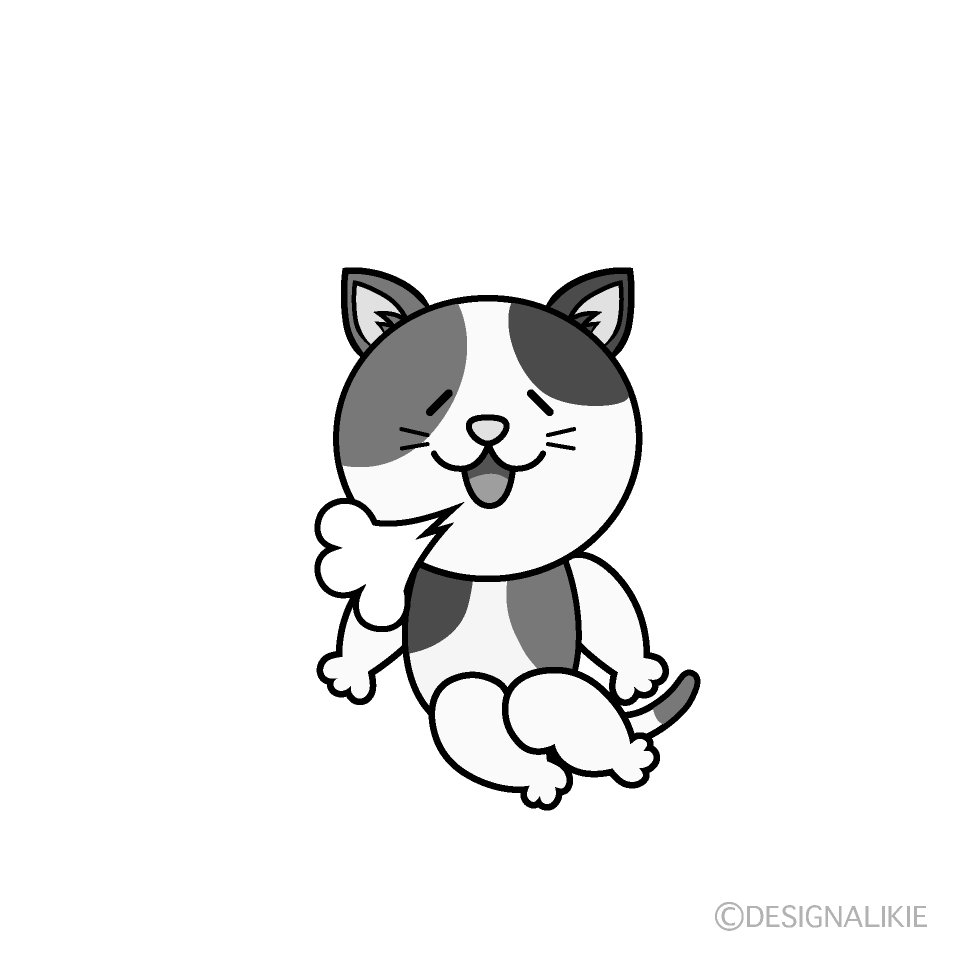 かわいいほっとする三毛猫白黒イラスト