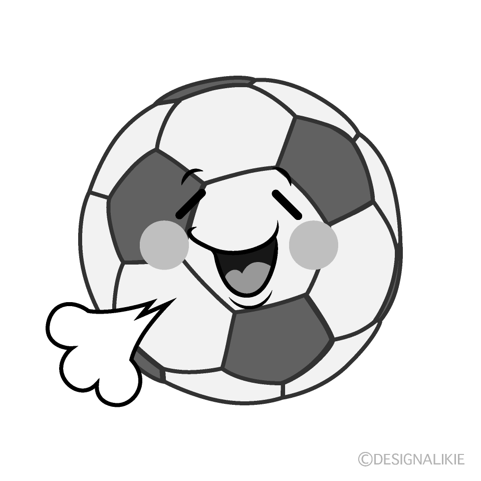 かわいいリラックスするサッカーボール白黒イラスト