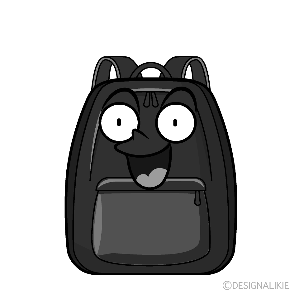 かわいい驚くリュックサック白黒イラスト