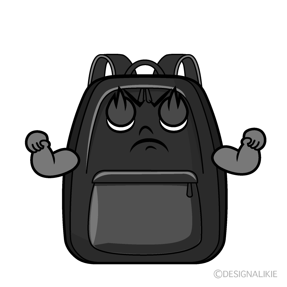 かわいい熱意のリュックサック白黒イラスト