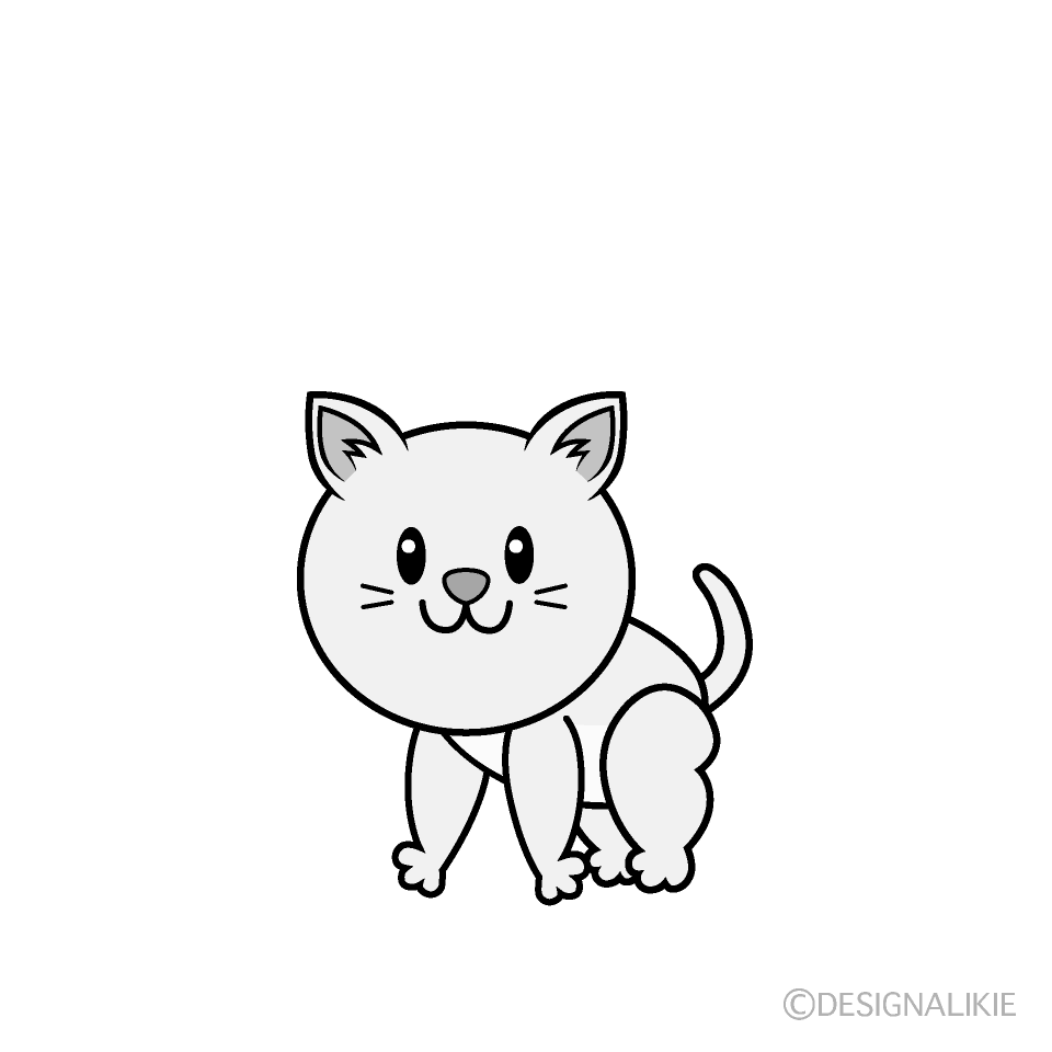 かわいい白猫白黒イラスト