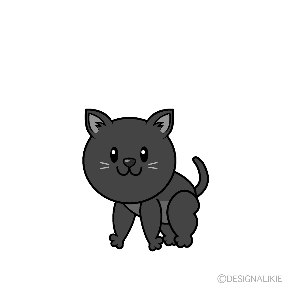 かわいい黒猫白黒イラスト