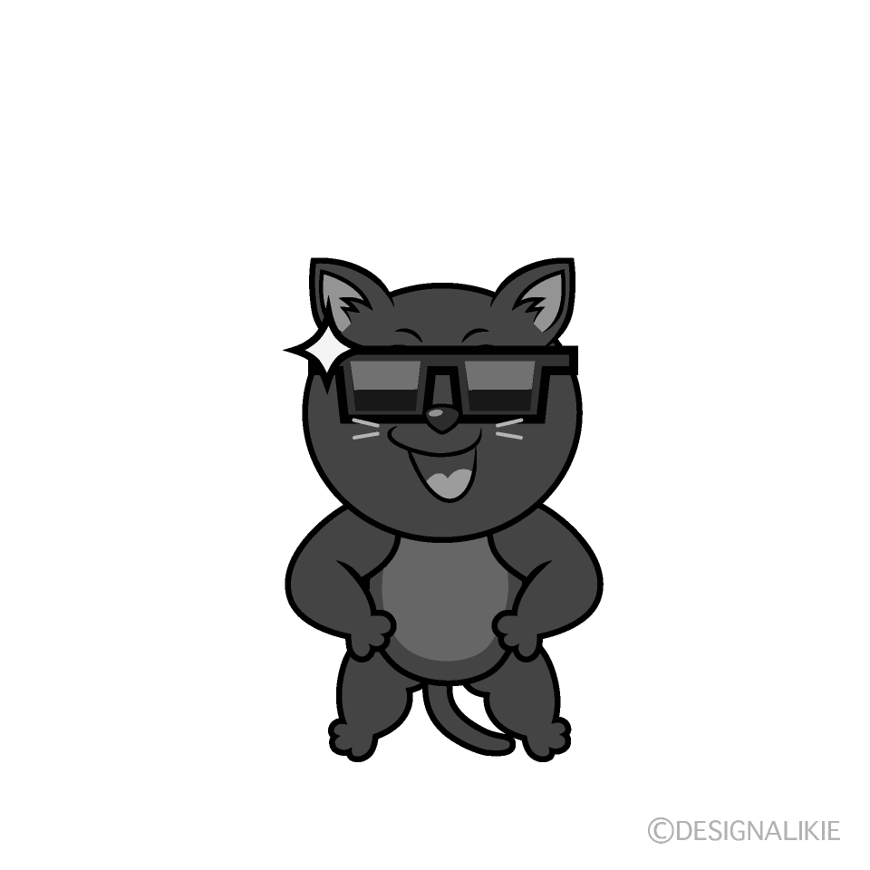 かわいいかっこいい黒猫白黒イラスト