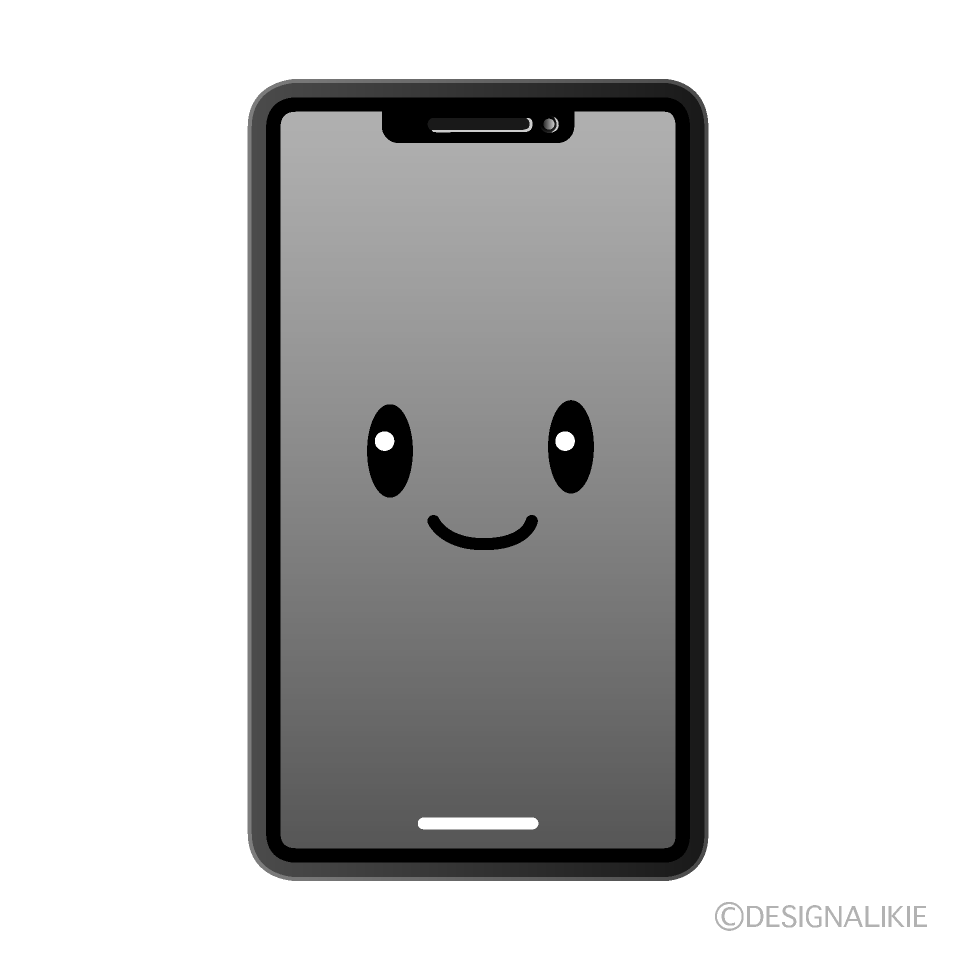 かわいいスマホ白黒イラスト