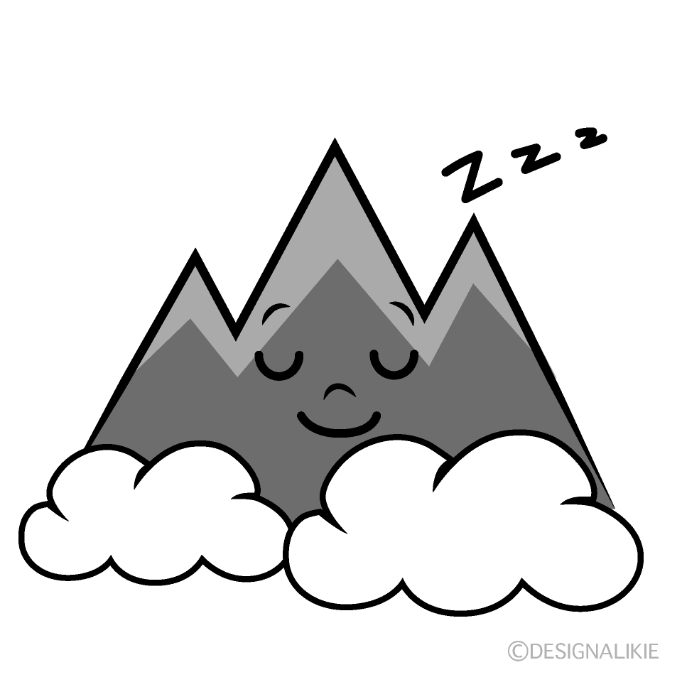 かわいい寝る山白黒イラスト