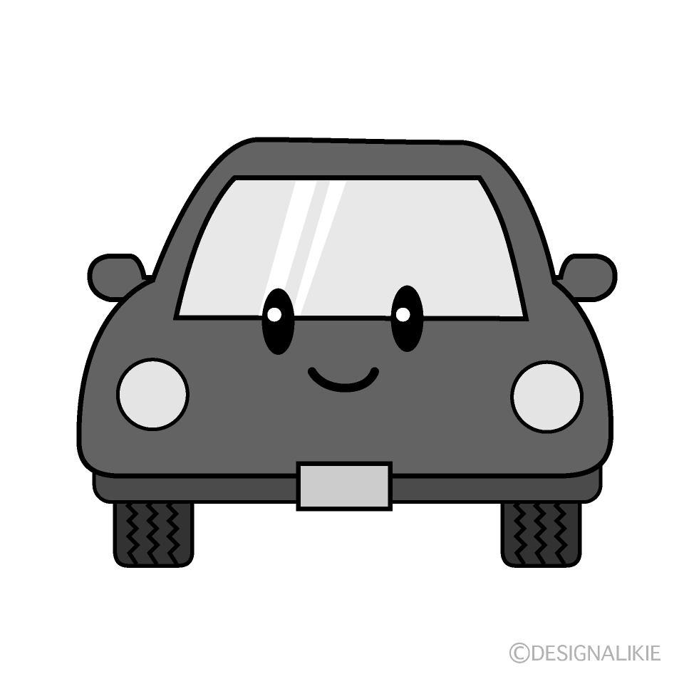 かわいい車白黒イラスト