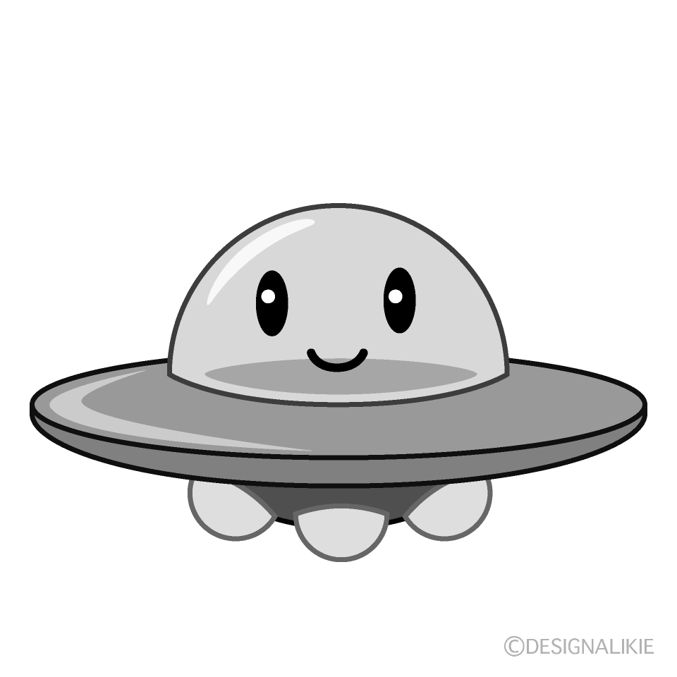 かわいいUFO白黒イラスト