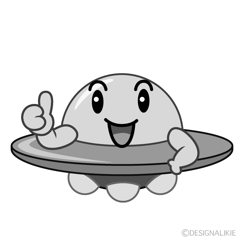 かわいいいいね！のUFO白黒イラスト