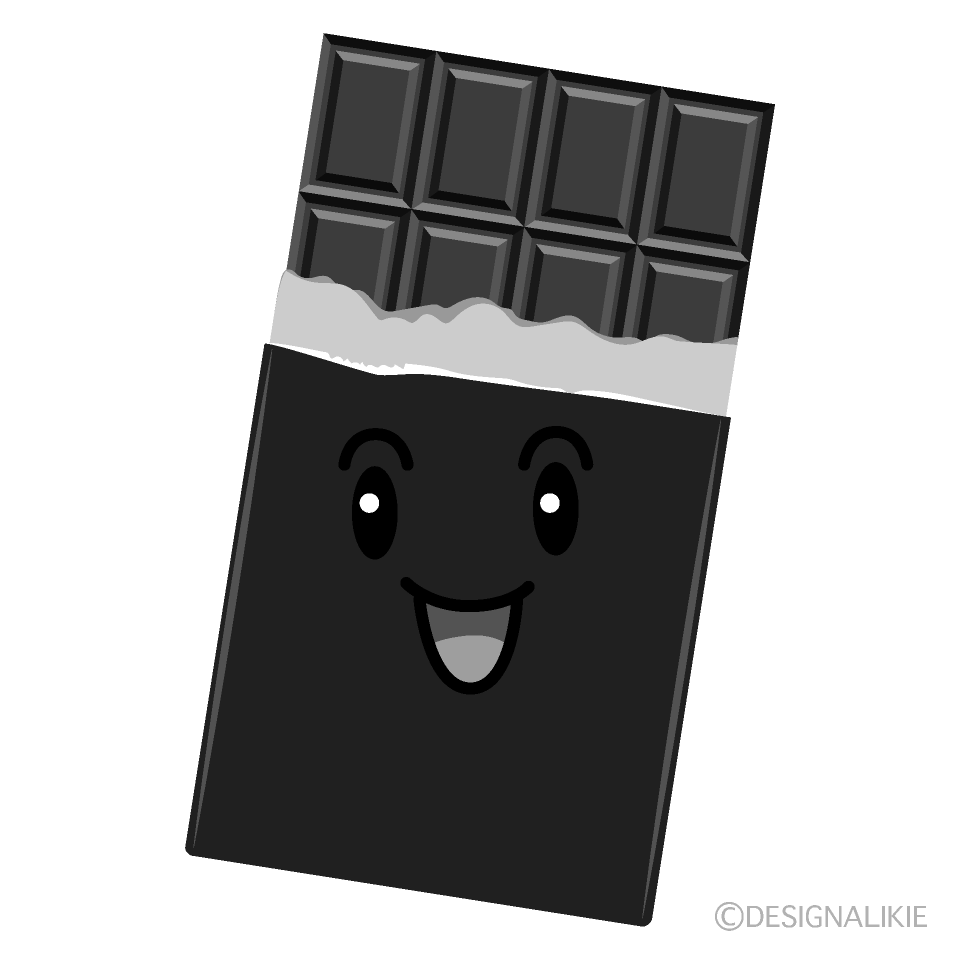 かわいい笑顔のチョコレート白黒イラスト