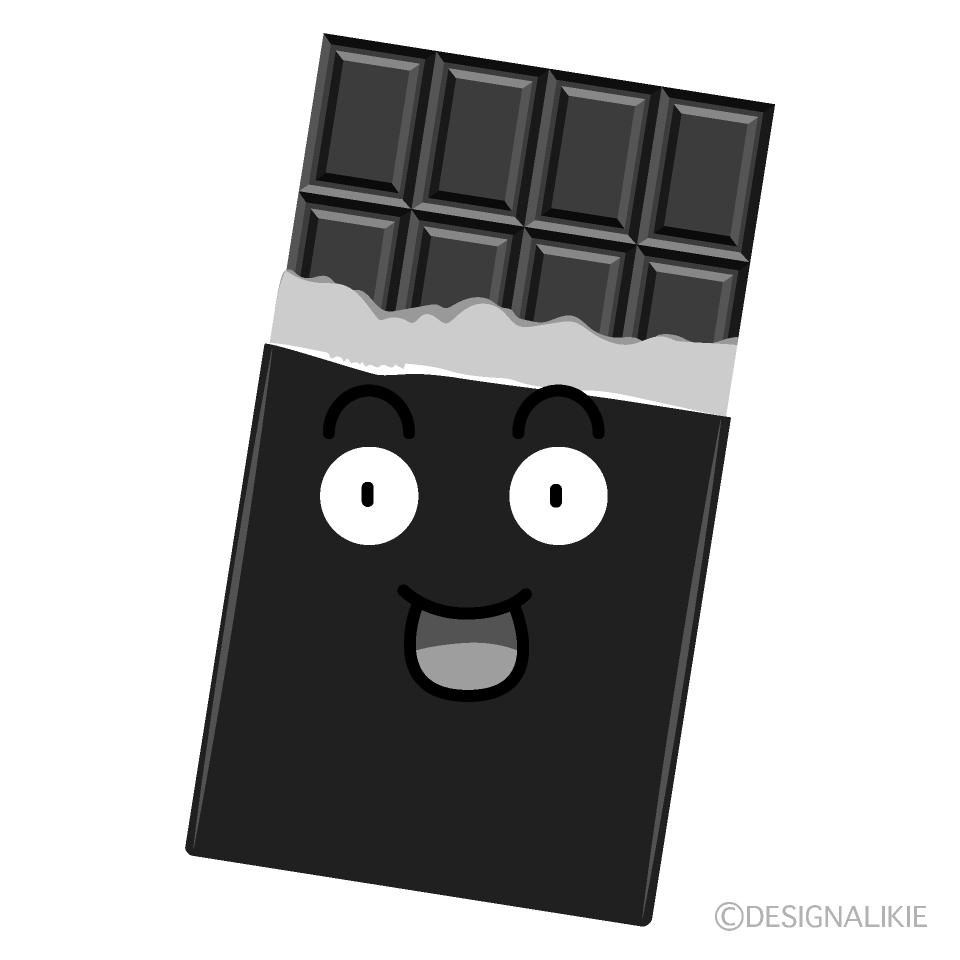 かわいい驚くチョコレート白黒イラスト