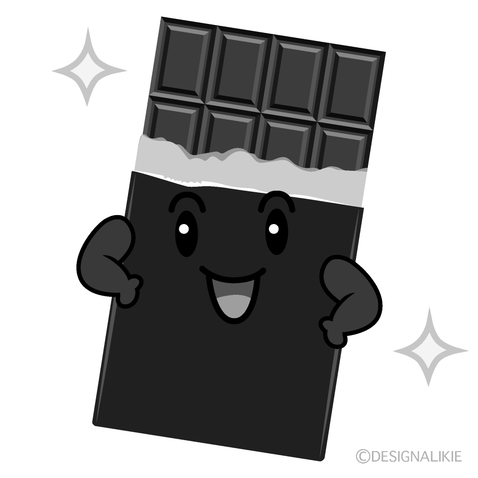 かわいい自信満々なチョコレート白黒イラスト