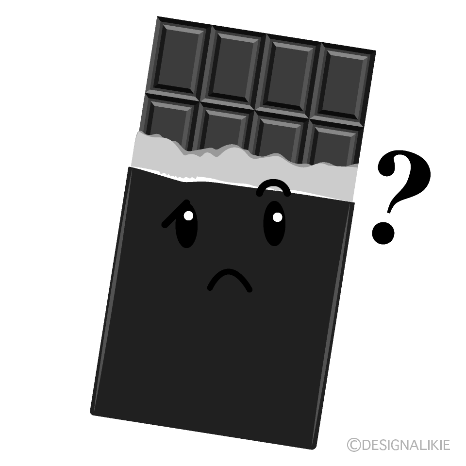 かわいい考えるチョコレート白黒イラスト