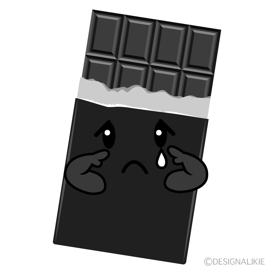 かわいい悲しいチョコレート白黒イラスト