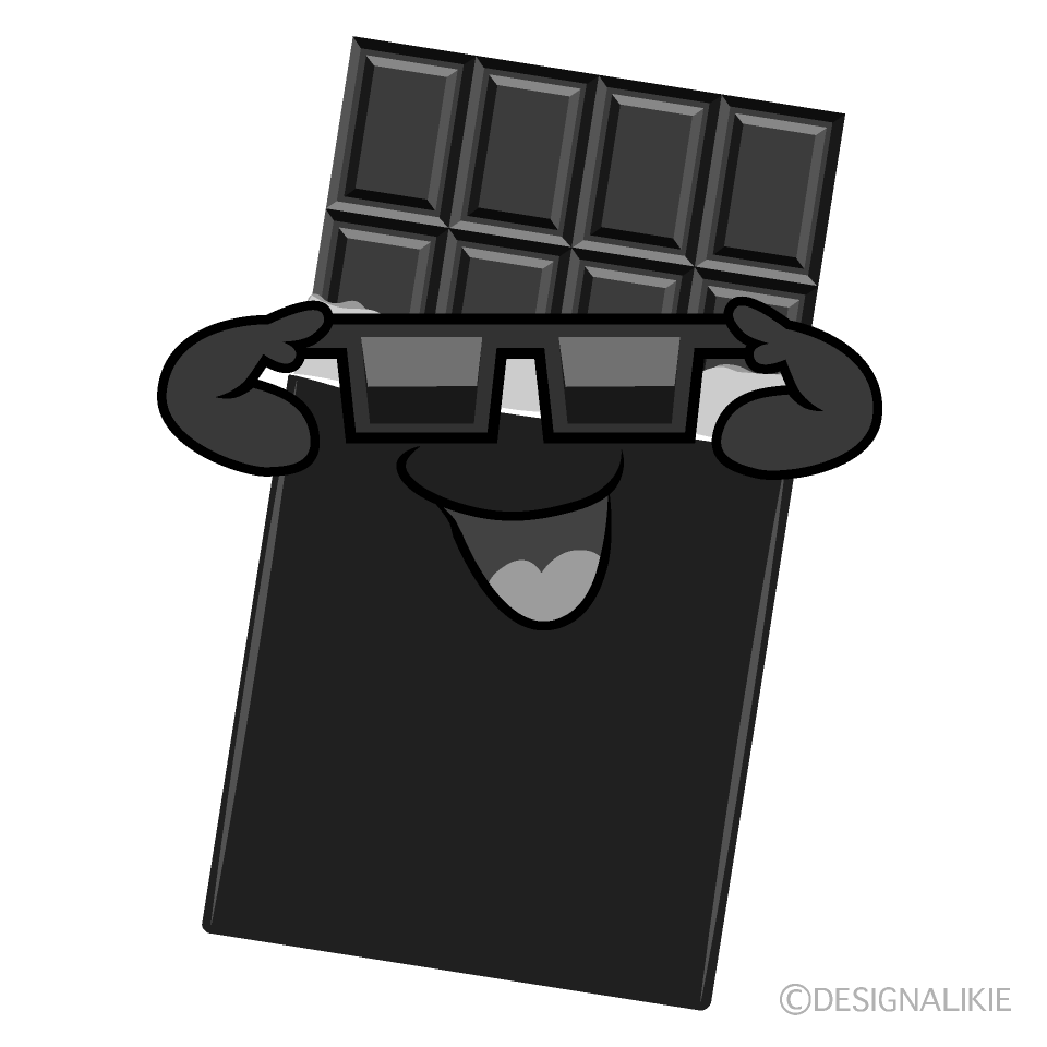 かわいいサングラスのチョコレート白黒イラスト