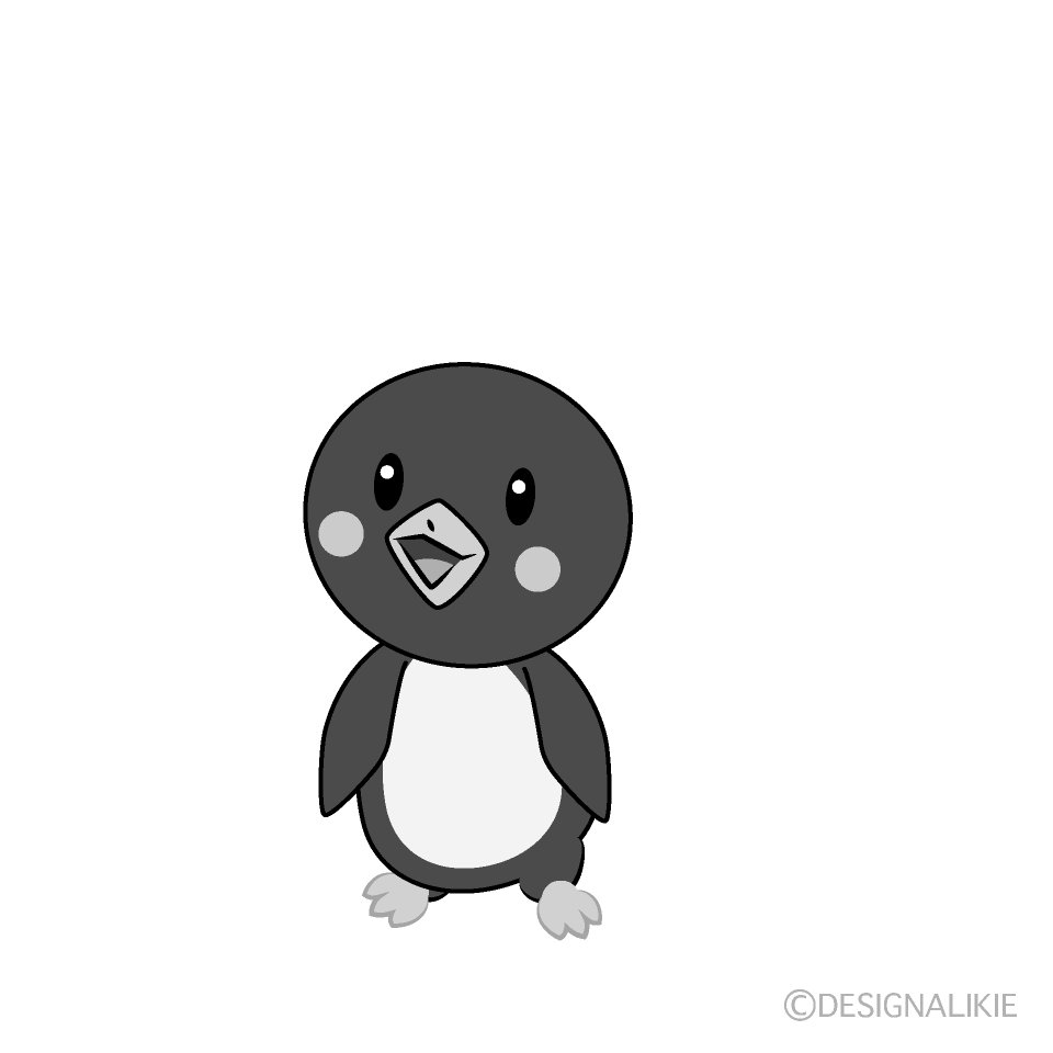 かわいいペンギン白黒イラスト