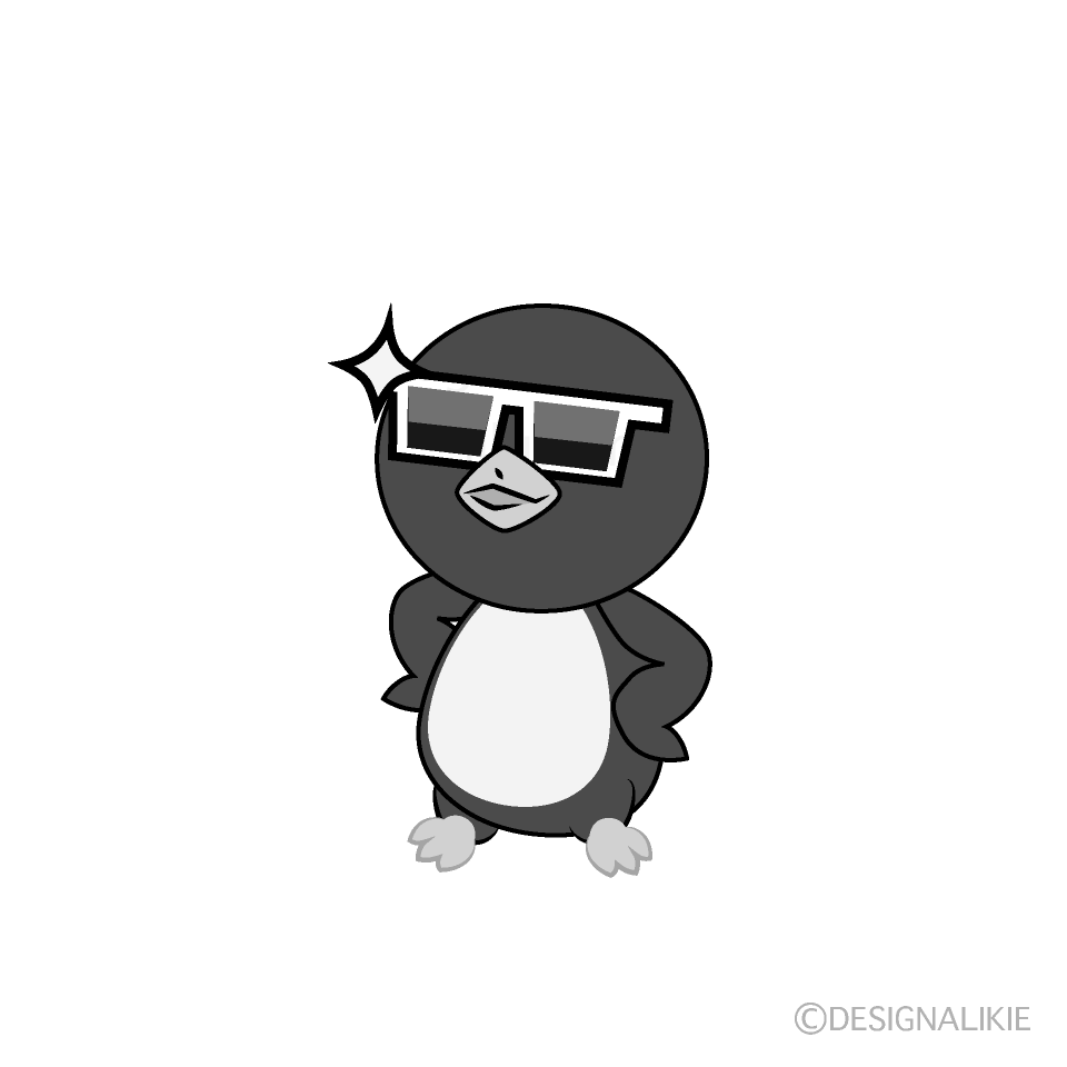 かわいいかっこいいペンギン白黒イラスト