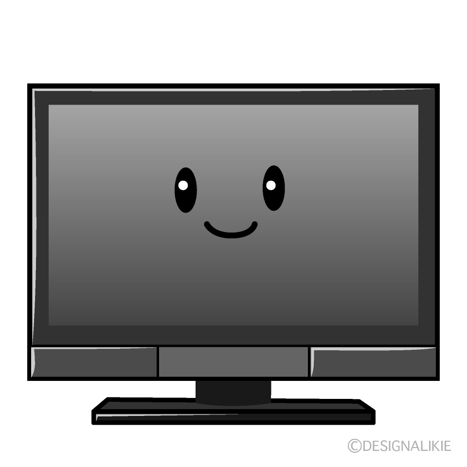 かわいいテレビ白黒イラスト