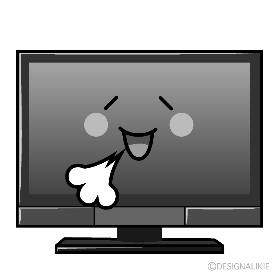 かわいいリラックスするテレビ白黒イラスト